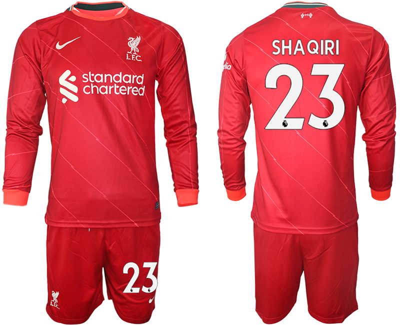 Men 2021-2022 Club Liverpool home red Long Sleeve #23 Soccer Jersey
